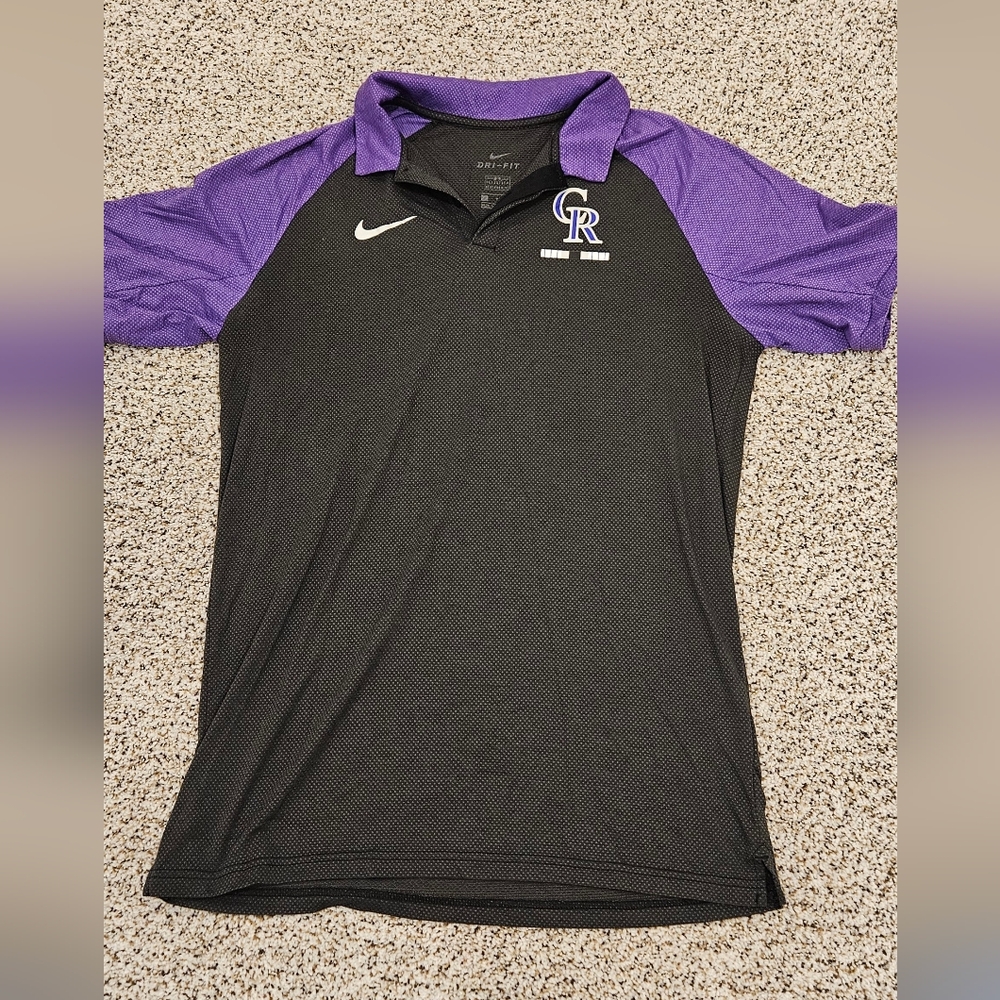 Nike | Men's Black And Purple Colorado Rockies Dri-FIT Polo